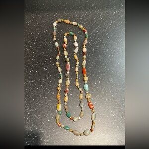 vintage bundle of two polished agate gemstone necklaces